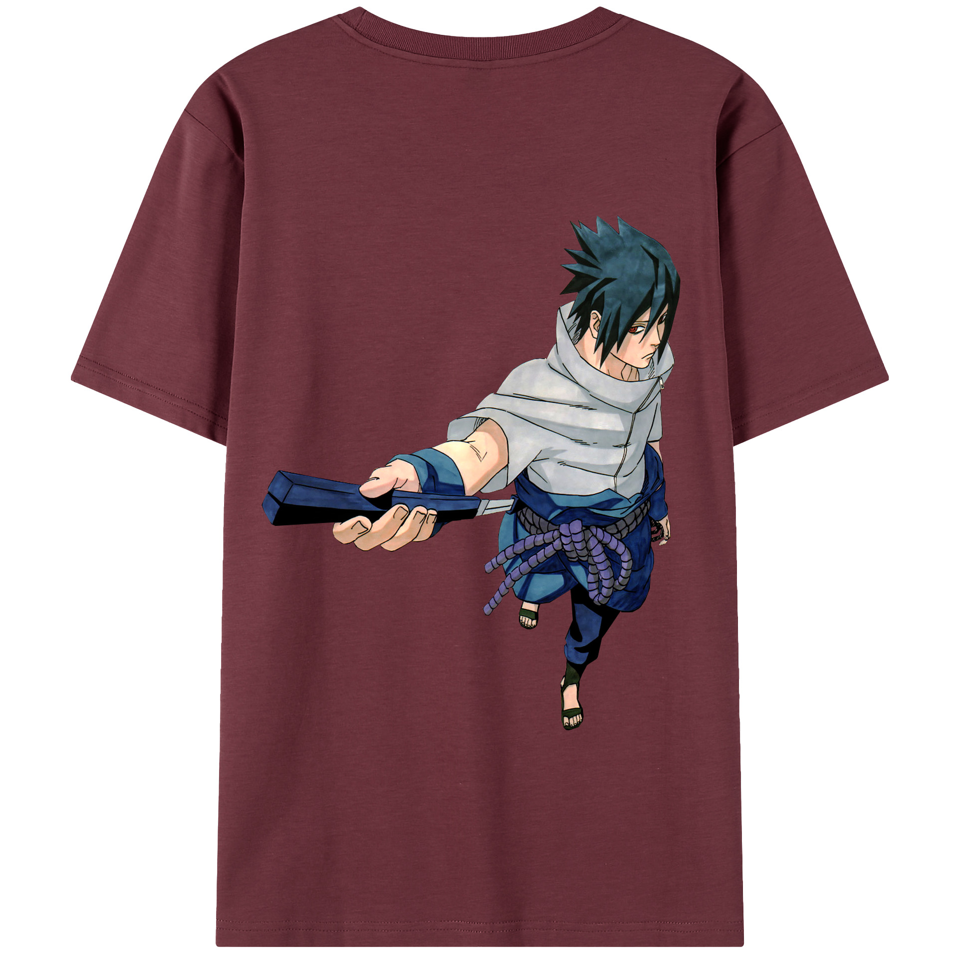 （画像用） NARUTO -ナルト- うちは サスケ Uchiha Sasuke 綿100％半袖Tシャツ（背面プリント）